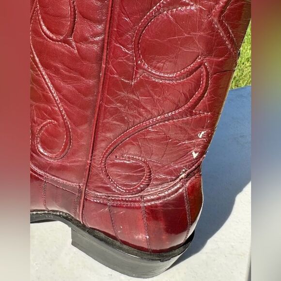 White Diamonds Eel Skin and Goat Leather Cowboy Western Boots Men's Size 6.5 EE - Picture 11 of 12